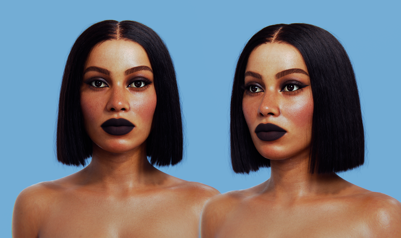 yelzkizi PixelHair Realistic female Blunt Bob 3d hair in Blender using Blender hair particle system