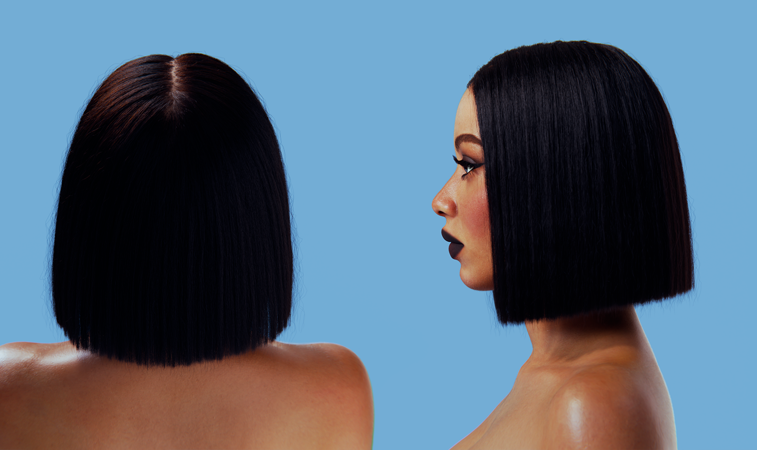 yelzkizi PixelHair Realistic female Blunt Bob 3d hair in Blender using Blender hair particle system