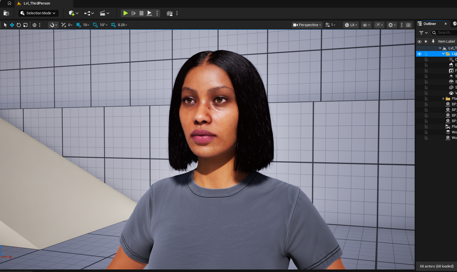 yelzkizi PixelHair Realistic female 3d character Realistic Blunt Bob 3d hair on a metahuman in unreal engine