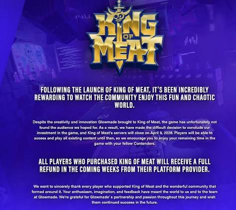 Yelzkizi king of meat is shutting down and refunding players: shutdown date, refund steps, and what happens next