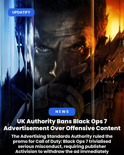 Yelzkizi uk advertising standards authority bans call of duty: black ops 7 “airport security” commercial for “trivialising sexual violence”
