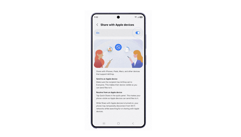 Yelzkizi samsung galaxy s26 is about to get airdrop: how quick share will send files to iphone, ipad, and mac