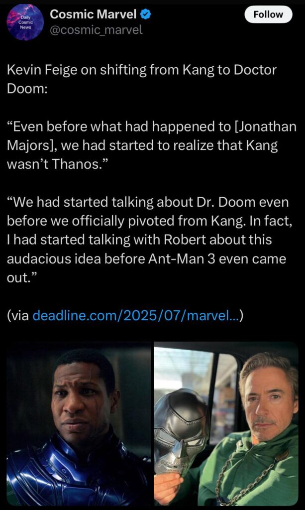 Yelzkizi marvel moved away from kang and toward robert downey jr. ’s doctor doom: kevin feige’s quantumania timeline