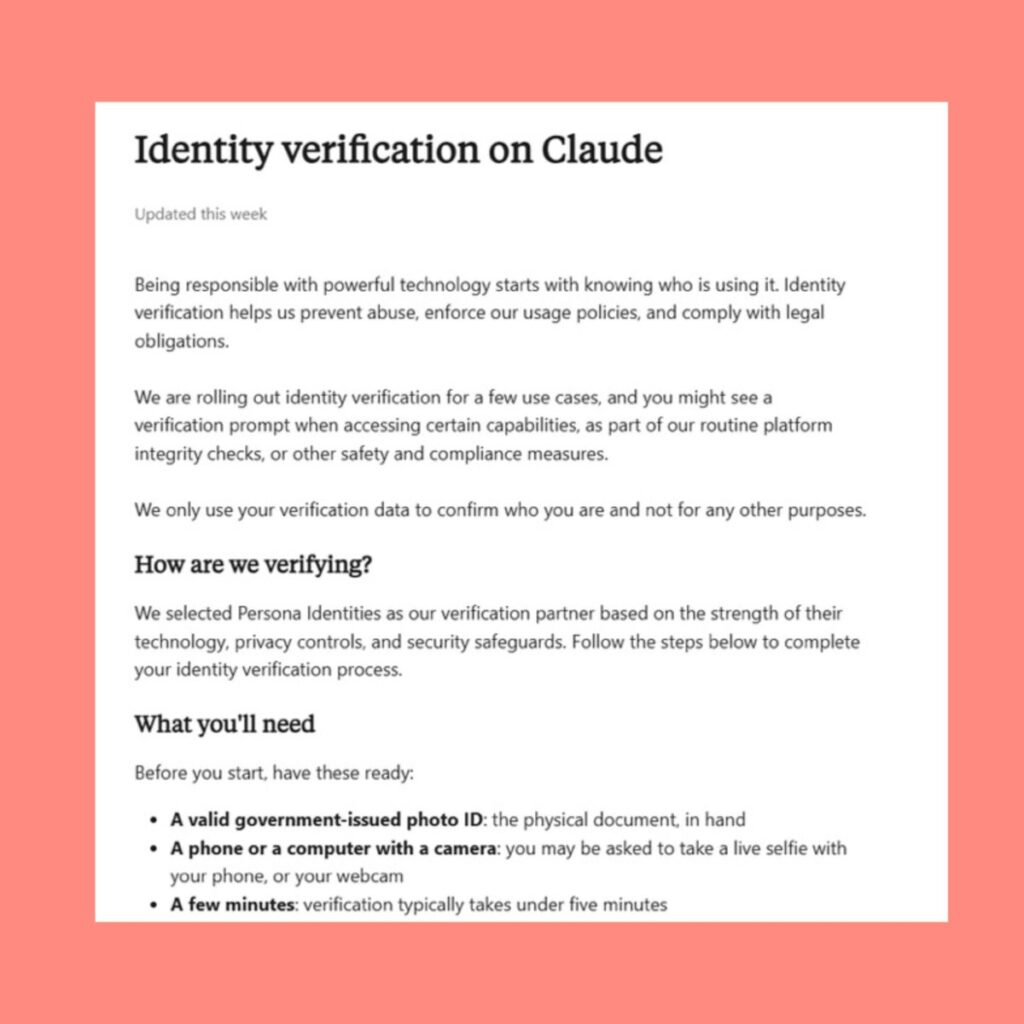 Yelzkizi anthropic will ask claude users to verify their identities “for a few use cases” — what it means and how it works