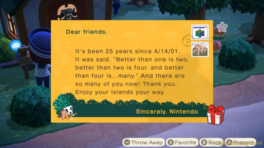 Yelzkizi nintendo’s animal crossing 25th anniversary nostalgic surprise: new horizons mailbox gift, patch notes, and nintendo music drop