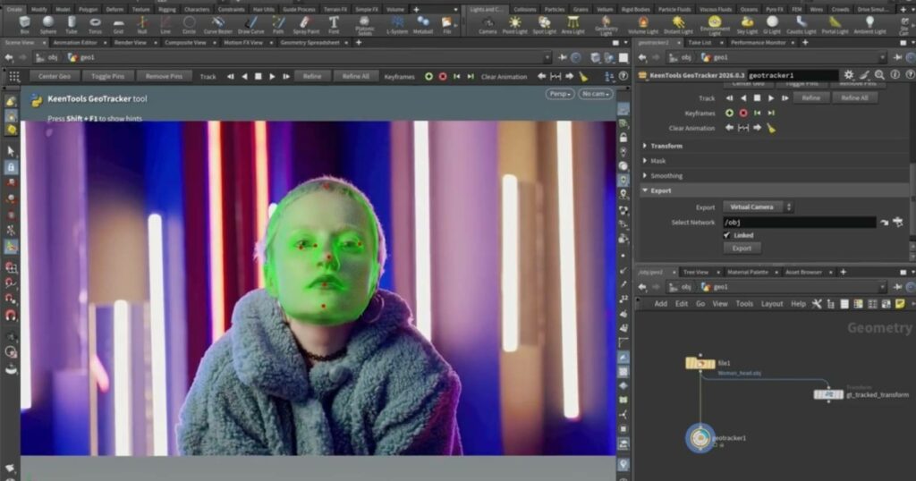 Keentools releases geotracker for houdini in open beta: geometry-based object and camera tracking inside houdini