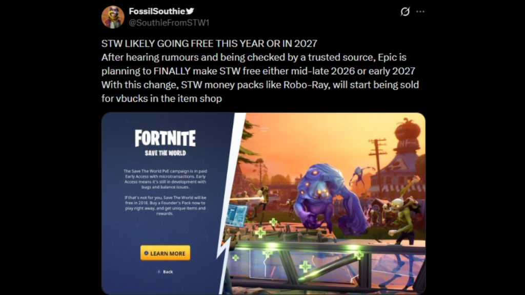 Yelzkizi fortnite: save the world finally goes free-to-play in 2026, includes free skin rewards and major changes