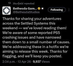 Bethesda acknowledges starfield ps5 crashes, hotfix coming soon: what players need to know