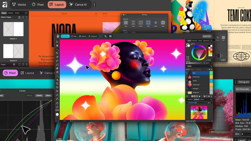 Yelzkizi canva releases affinity 3. 2: davinci resolve. Af support, new vector brushes, and upgraded raw tools