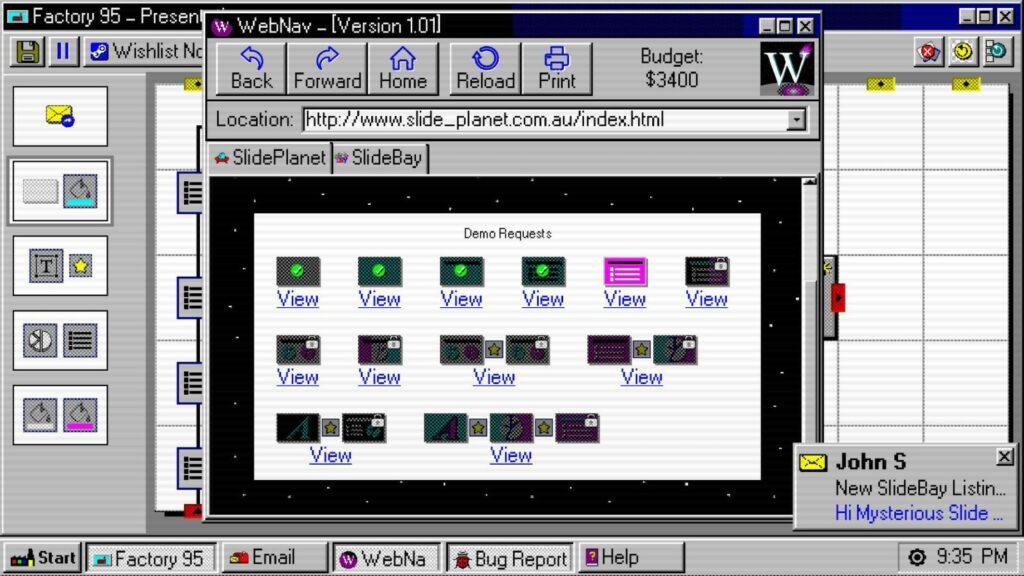 Macrobit interactive releases factory 95: a windows 95 powerpoint automation game
