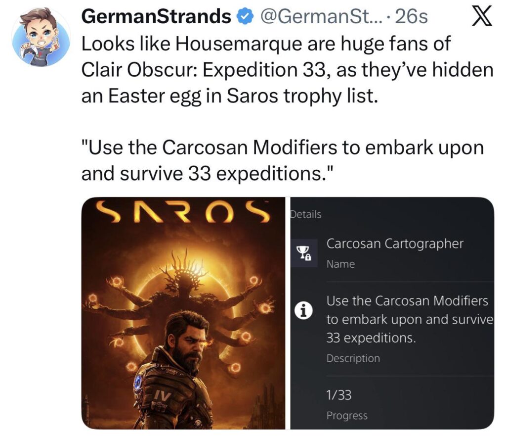 Saros “carcosan cartographer” trophy guide: how to survive 33 expeditions (clair obscur: expedition 33 easter egg)