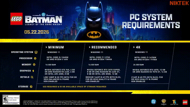 yelzkizi Lego Batman: Legacy Of The Dark Knight PC Requirements Demand Lots Of RAM (Minimum & Recommended Specs Guide)