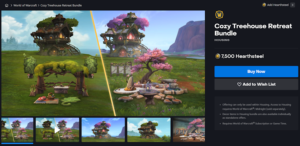 Yelzkizi world of warcraft just got its most expensive housing microtransactions yet: $75 cozy treehouse retreat bundle explained