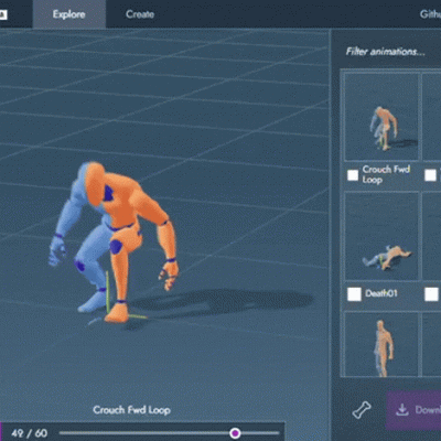 Yelzkizi mesh2motion animation app introduces spider and snake rigs in release 10